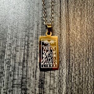 Libra Stainless Steel Constellation Square Necklace for Women, Libra Jewelry